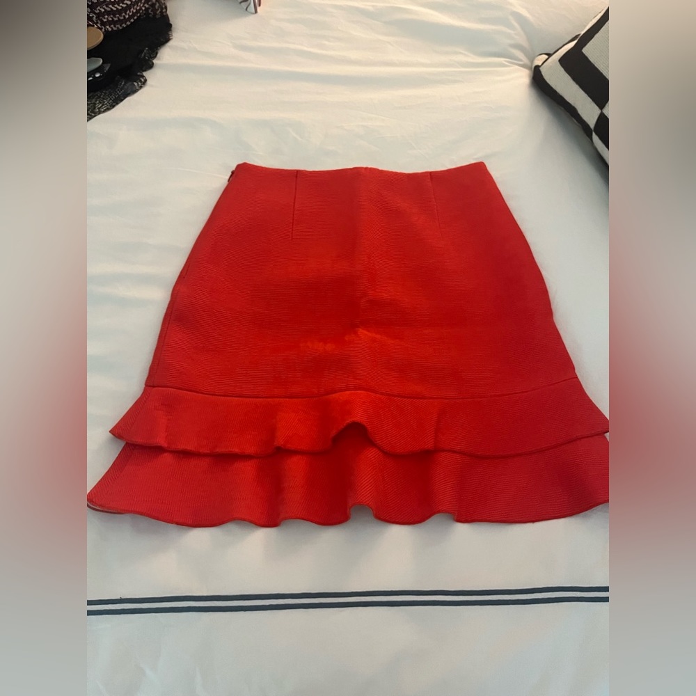 Sandro Red Ruffled Mini Skirt - Picture 2 of 5